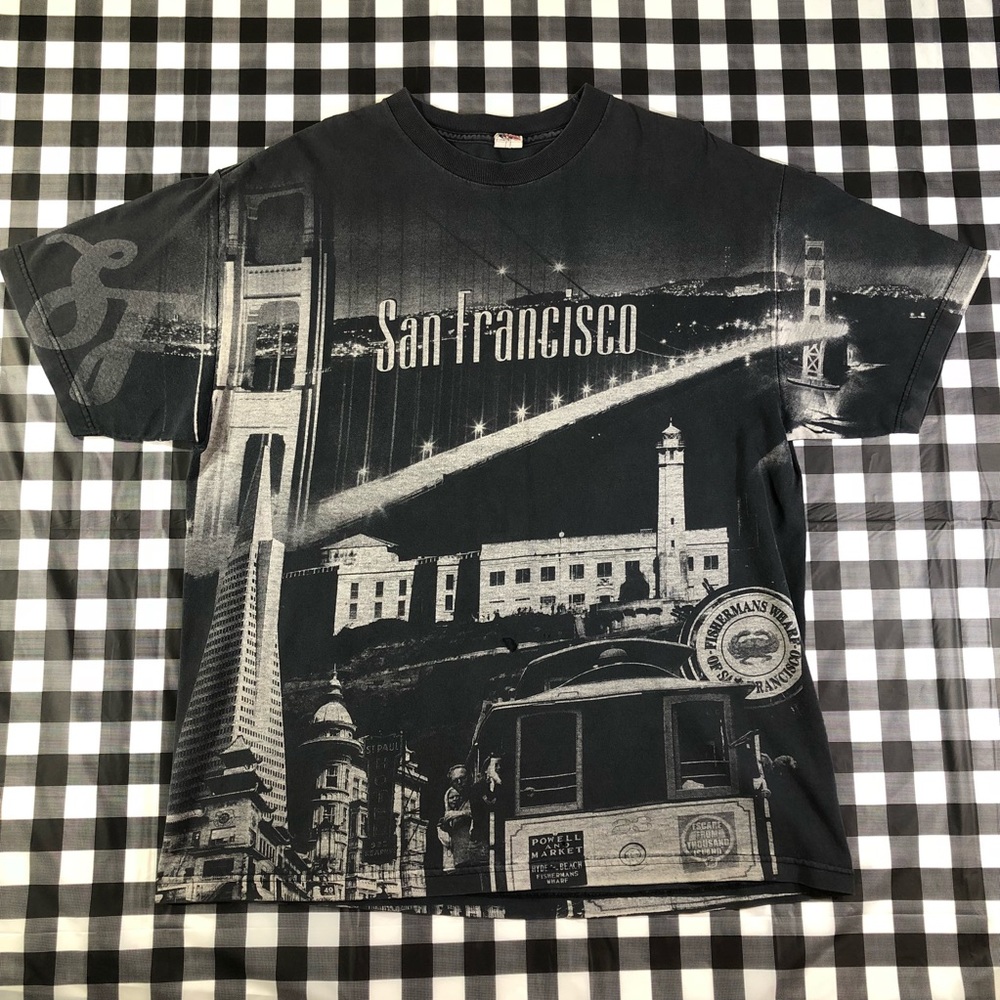 San Francisco Golden Gate All Over Distressed Tee - Picture 1 of 8